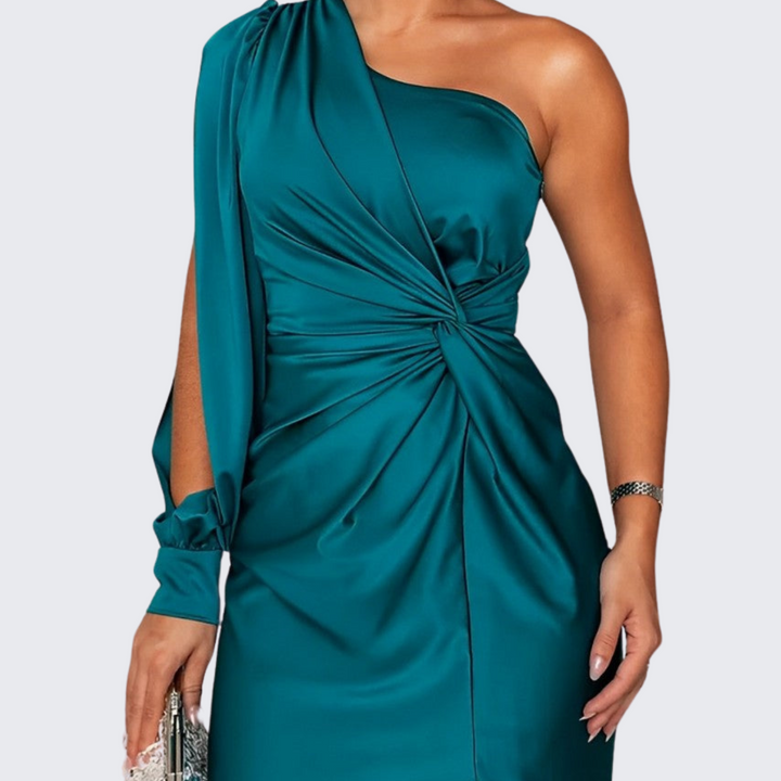 Eleanor & Emily™ | One-Shoulder Satin Evening Dress