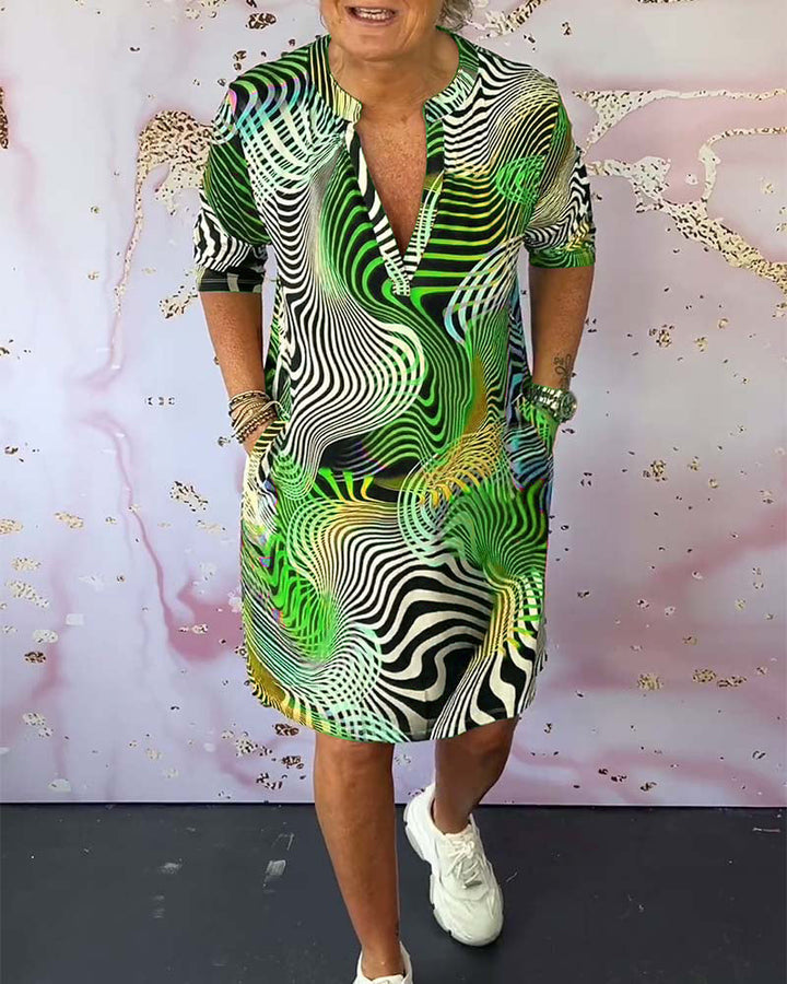 Eleanor & Emily™ | Colourful V-Neck Dress