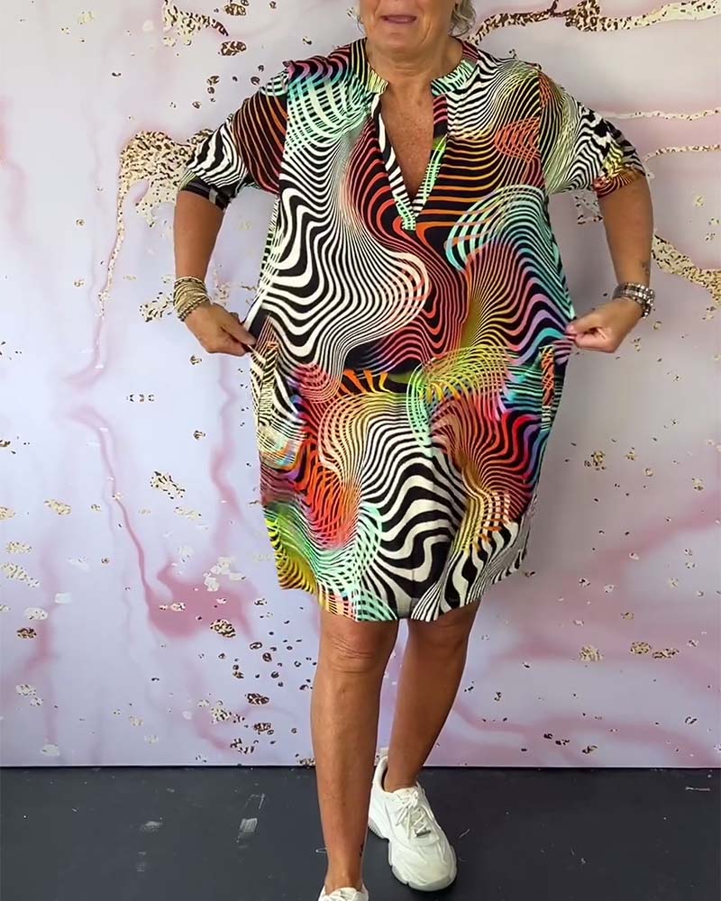 Eleanor & Emily™ | Colourful V-Neck Dress