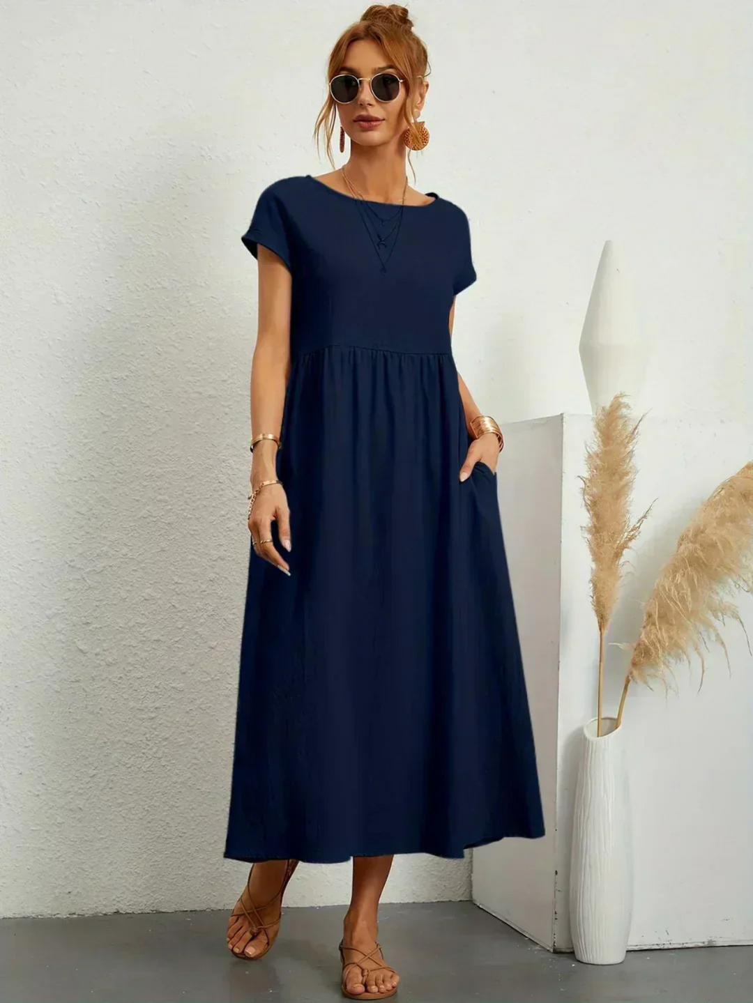 Eleanor & Emily™ | Elegant Round Neck Dress
