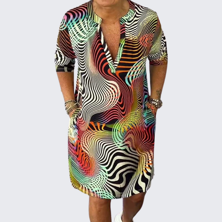 Eleanor & Emily™ | Colourful V-Neck Dress