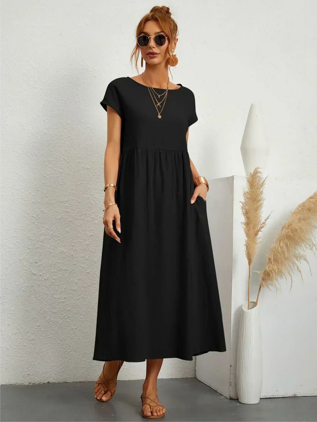 Eleanor & Emily™ | Elegant Round Neck Dress