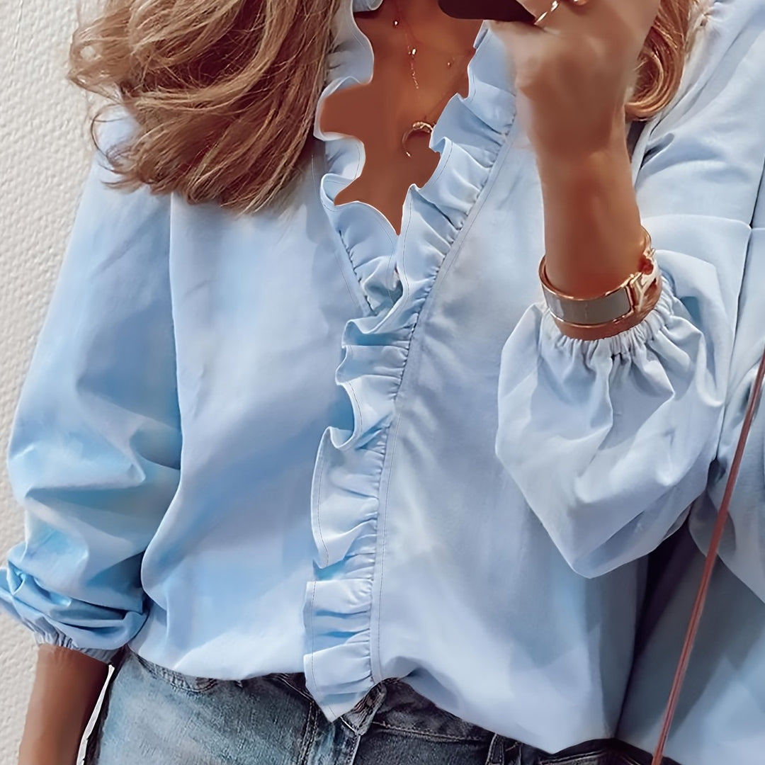 Eleanor & Emily™ | Ruffled V-Neck Blouse