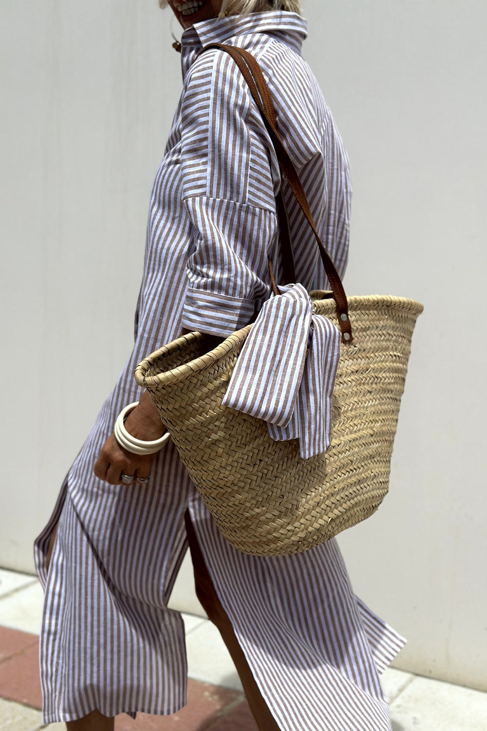 Eleanor & Emily™ | Elegant Striped Shirt Dress
