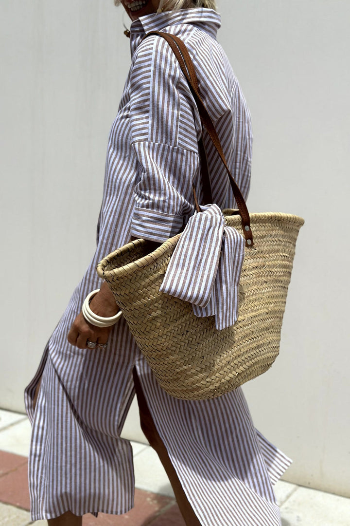 Eleanor & Emily™ | Elegant Striped Shirt Dress