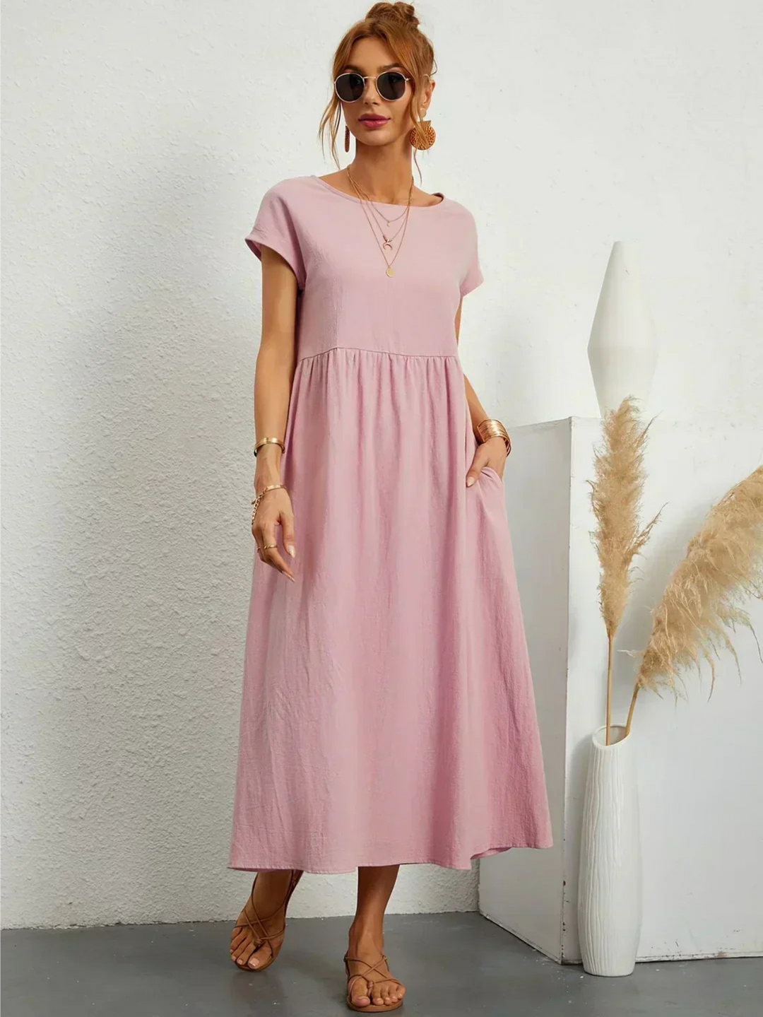 Eleanor & Emily™ | Elegant Round Neck Dress