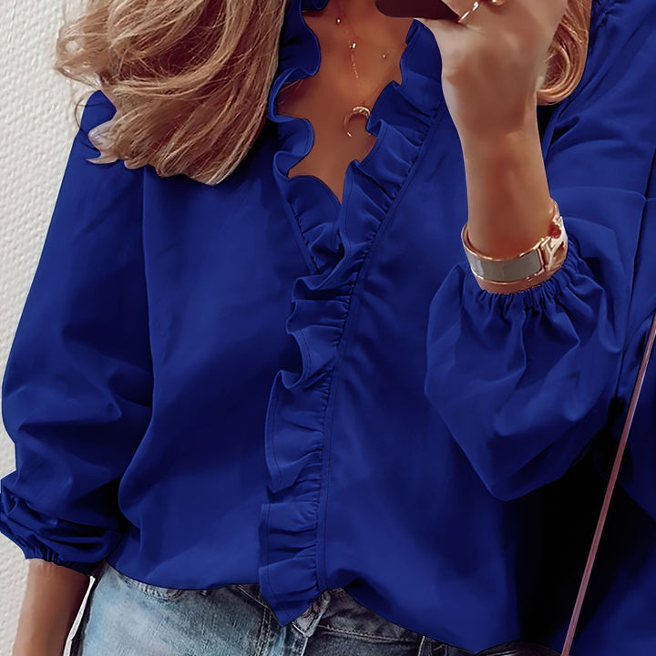Eleanor & Emily™ | Ruffled V-Neck Blouse