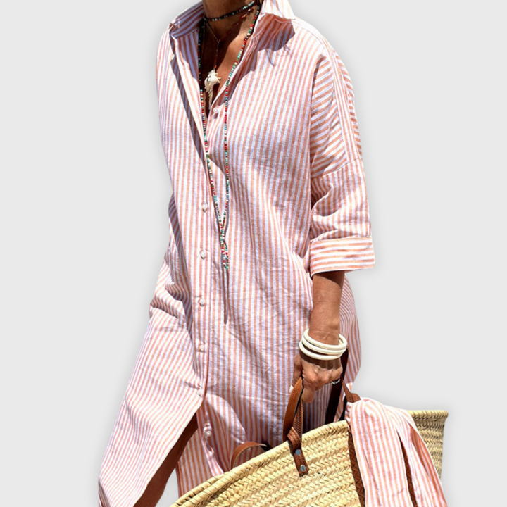 Eleanor & Emily™ | Elegant Striped Shirt Dress