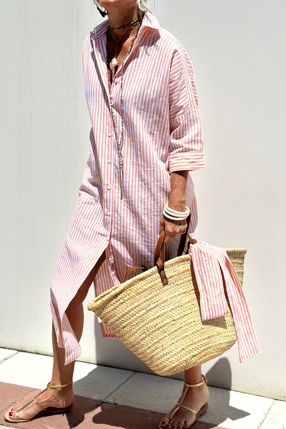 Eleanor & Emily™ | Elegant Striped Shirt Dress