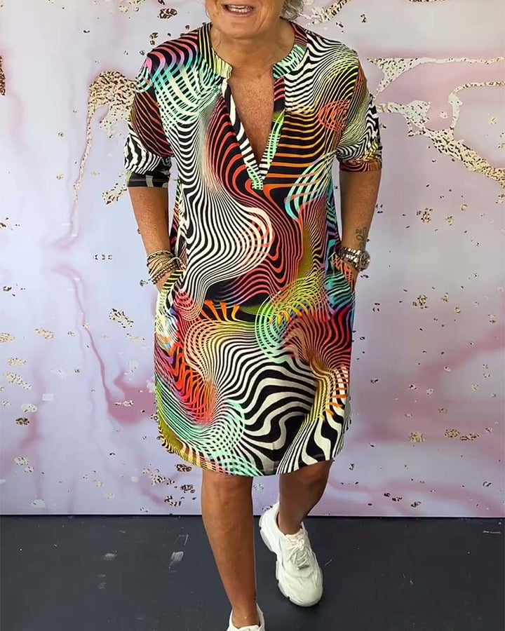 Eleanor & Emily™ | Colourful V-Neck Dress