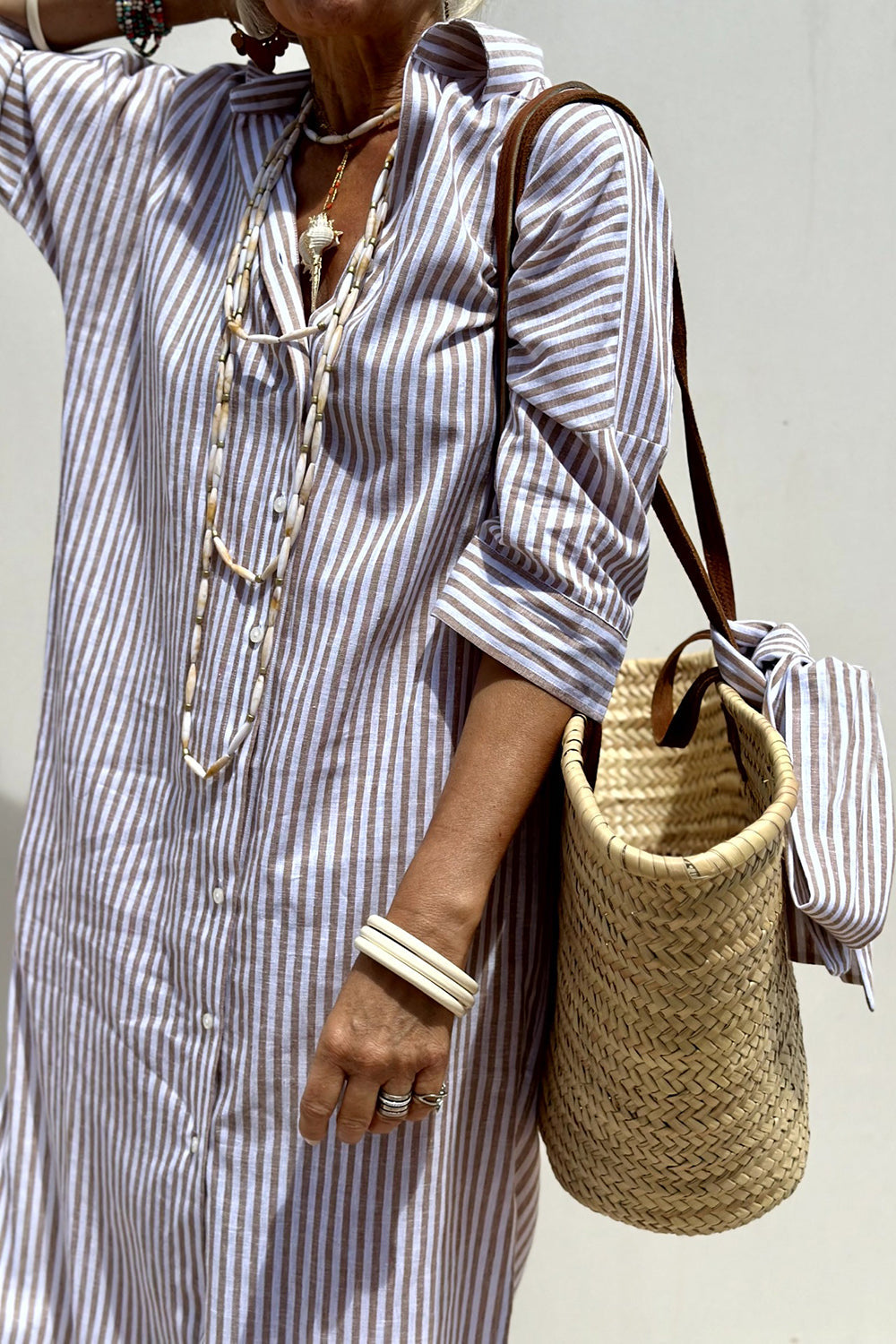 Eleanor & Emily™ | Elegant Striped Shirt Dress