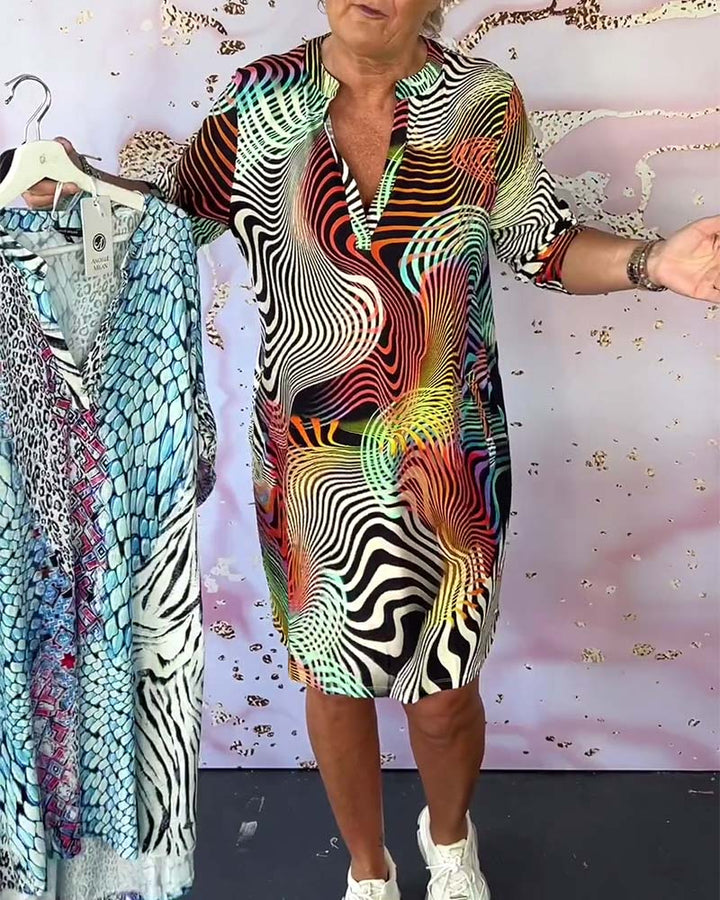 Eleanor & Emily™ | Colourful V-Neck Dress