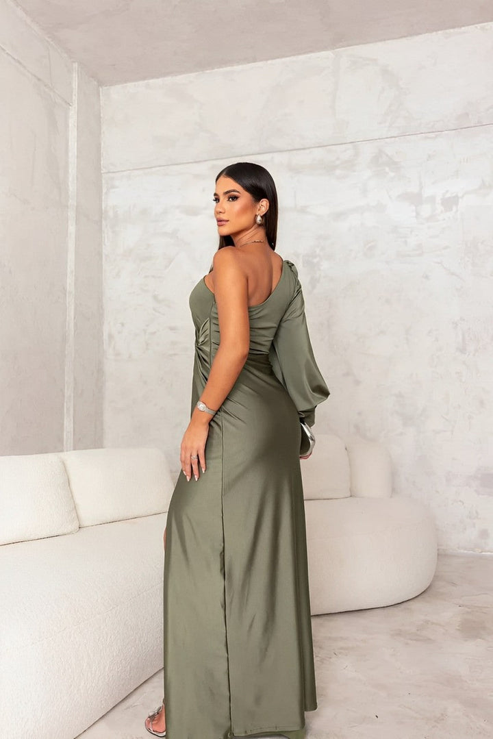 Eleanor & Emily™ | One-Shoulder Satin Evening Dress